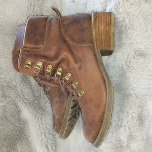 Lucky Brand Daxxter Womens Brown Leather w/ Faux Fur Lining Lace Up Boots Size 9